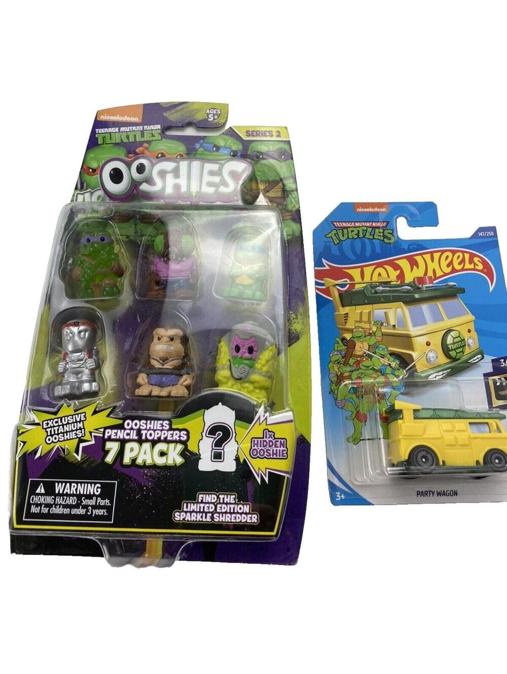 Ninja Turtles Ooshies & Hot Wheels Car – New, Collectible Set